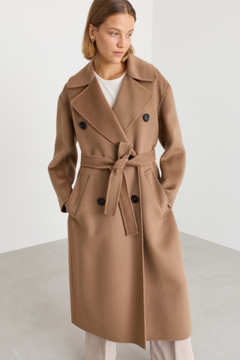 Cappotto lungo in doppio drap di lana e cashmere