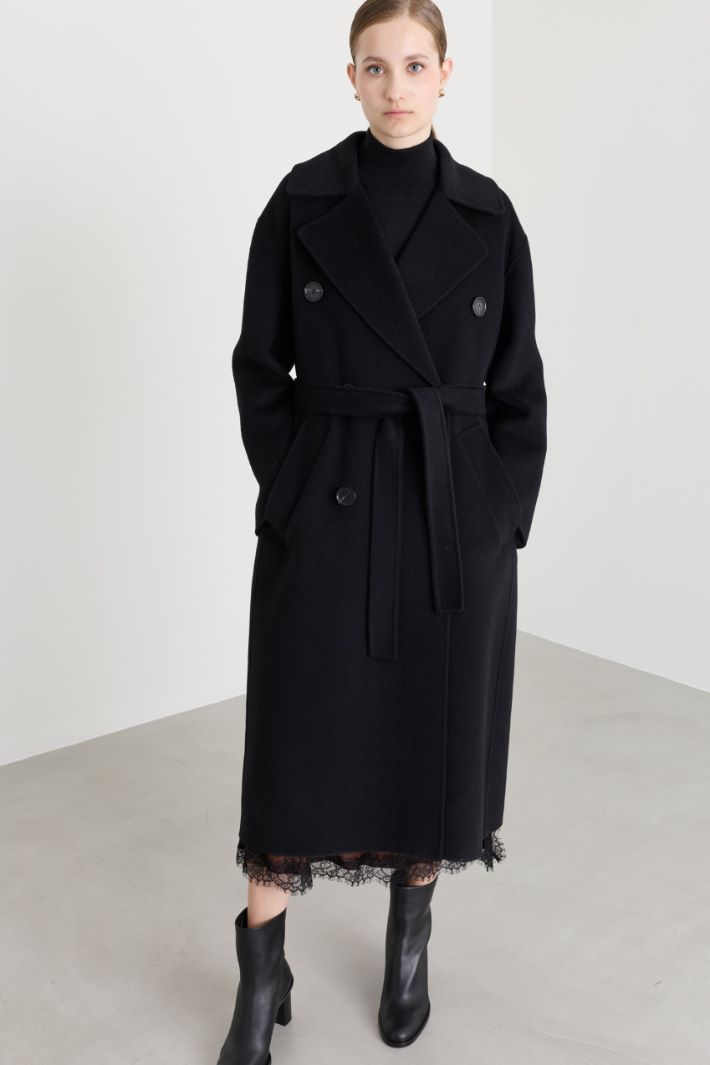 Cappotto lungo in doppio drap - NERO - Intrend - 2