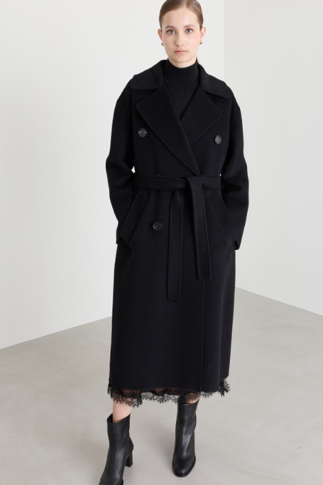 Cappotto lungo in doppio drap di lana e cashmere