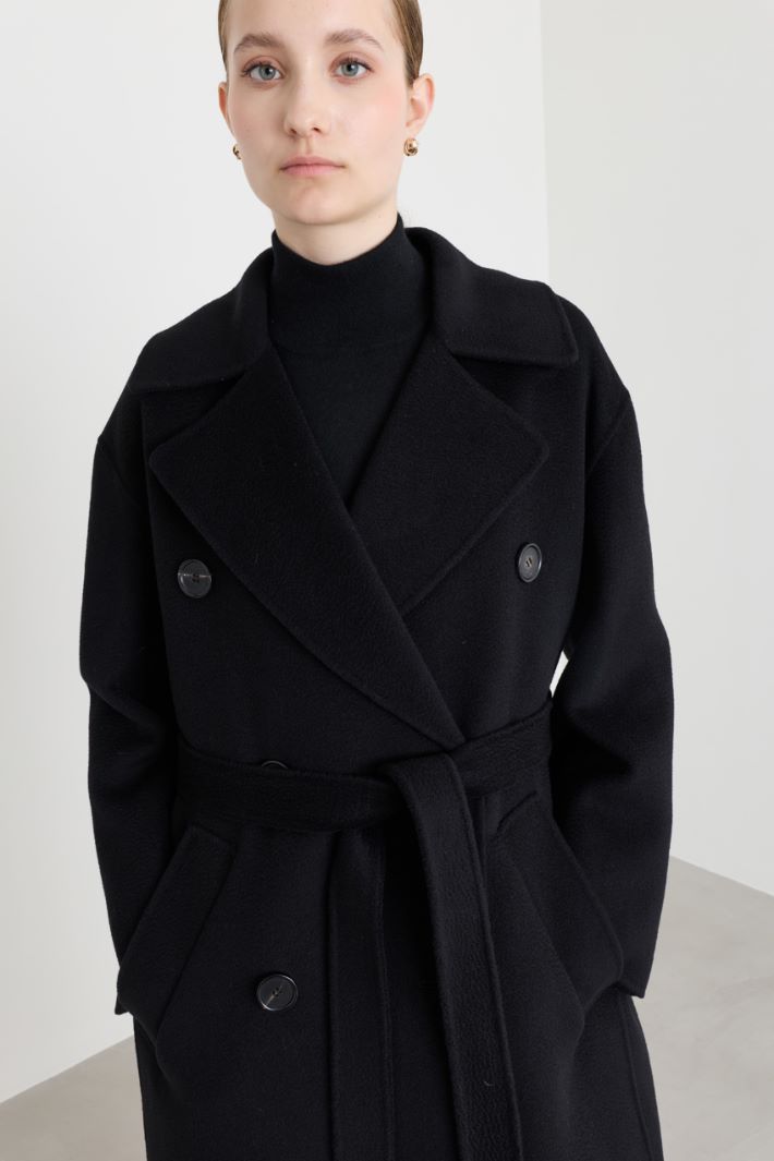 Cappotto lungo in doppio drap - NERO - Intrend - 3