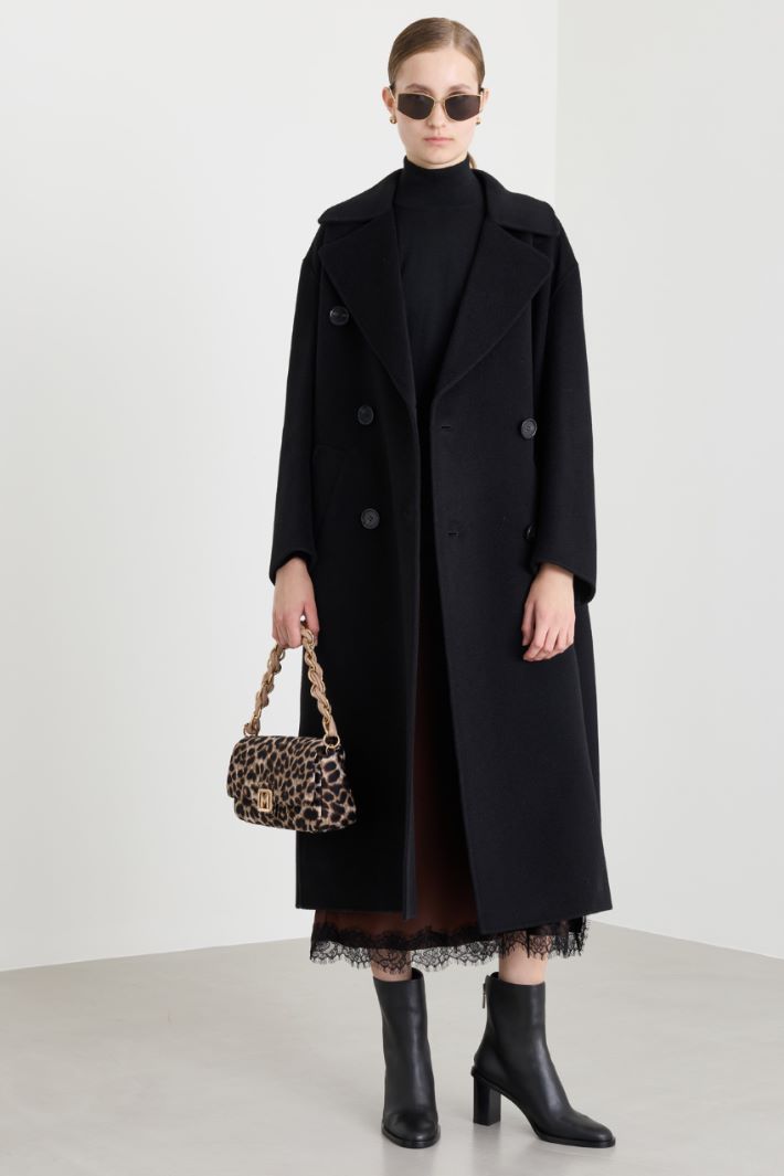 Cappotto lungo in doppio drap - NERO - Intrend