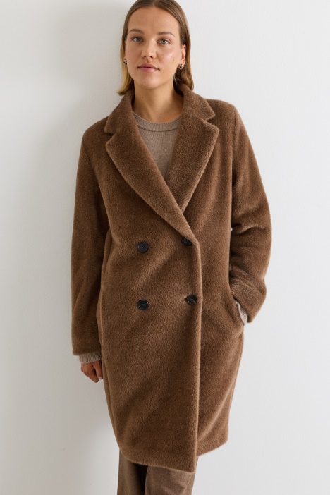 Cappotto doppiopetto in lana e alpaca