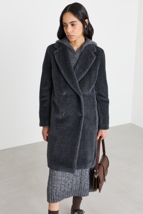 Cappotto doppiopetto in lana e alpaca