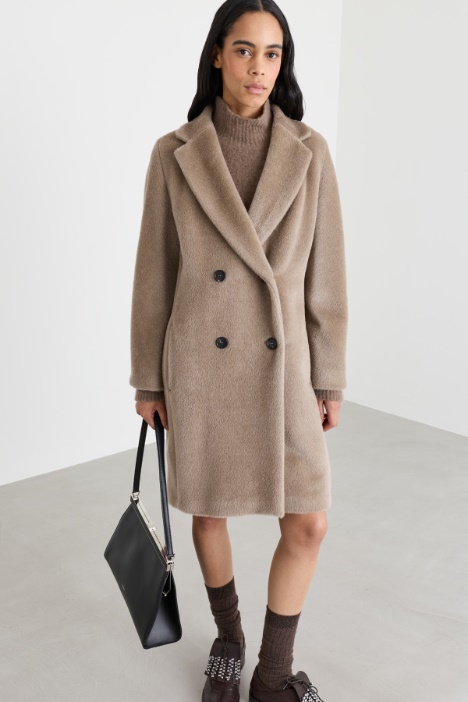 Cappotto doppiopetto in lana e alpaca