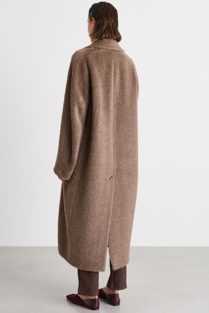Wide-cut coat with concealed fastening - BROWN - Intrend - 4