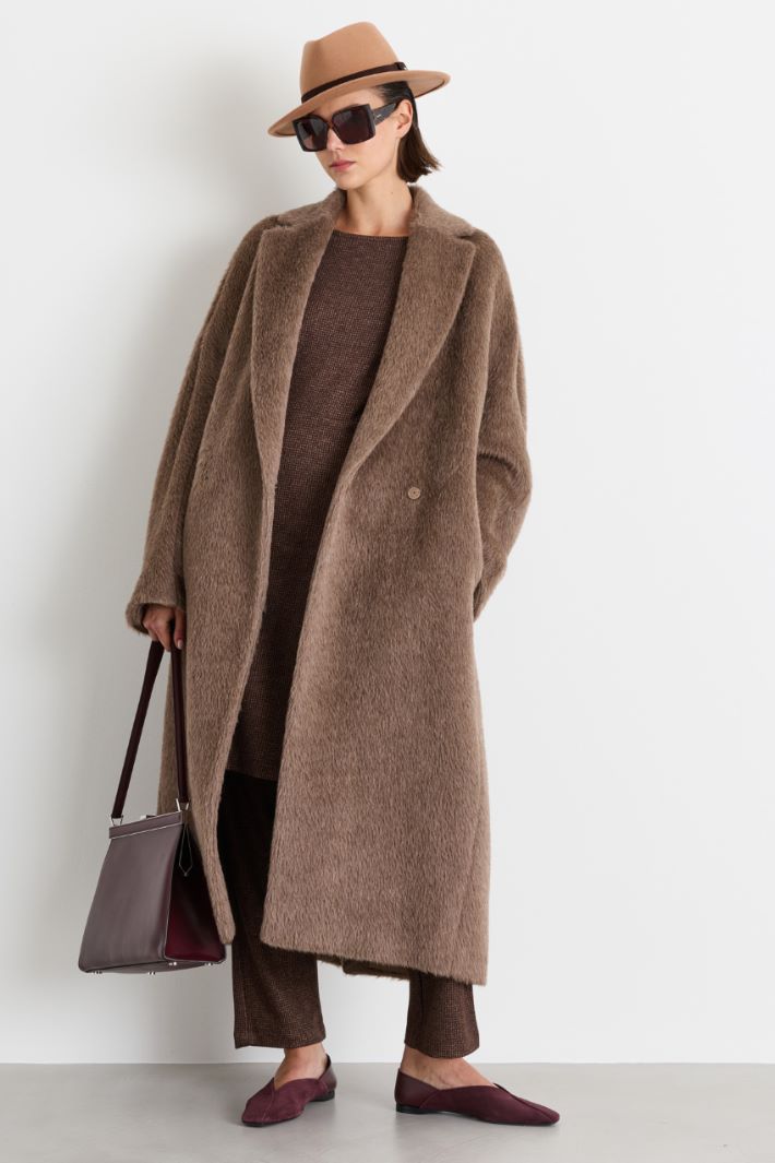 Wide-cut coat with concealed fastening - BROWN - Intrend