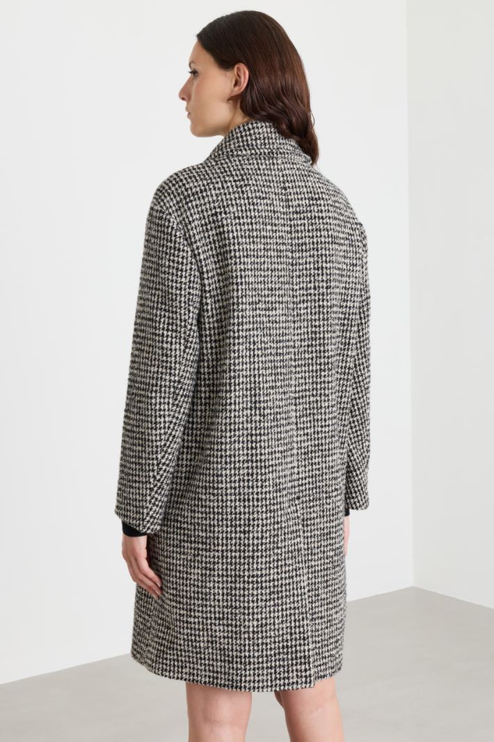 Manteau croisé pied-de-poule - NOIR - Intrend - 4