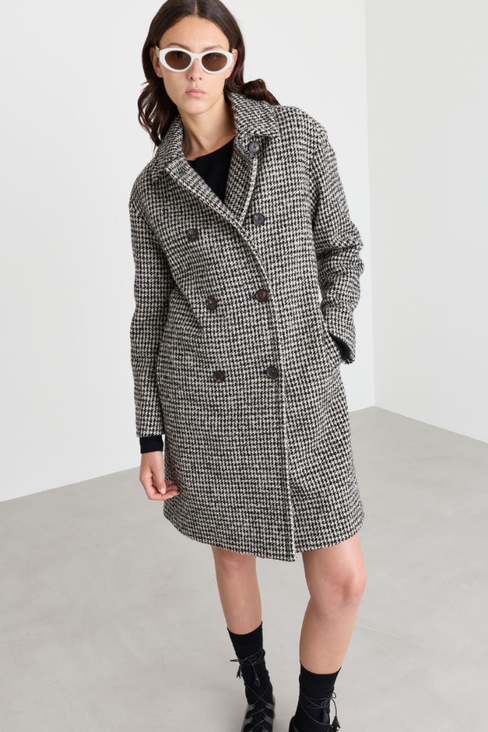 Manteau croisé pied-de-poule - NOIR - Intrend - 2
