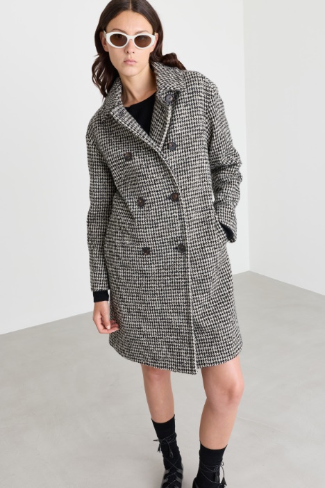 Cappotto doppiopetto in lana pied de poule