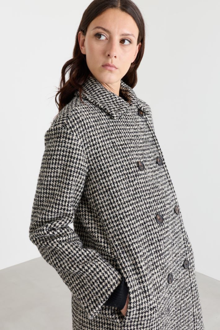Manteau croisé pied-de-poule - NOIR - Intrend - 3
