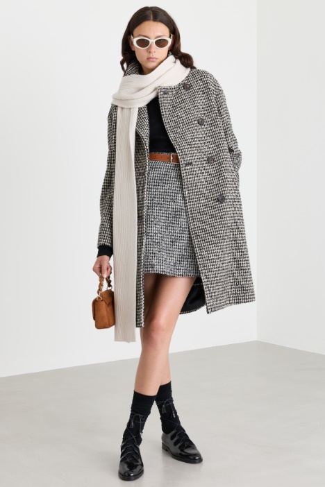 Double-breasted houndstooth coat - Intrend