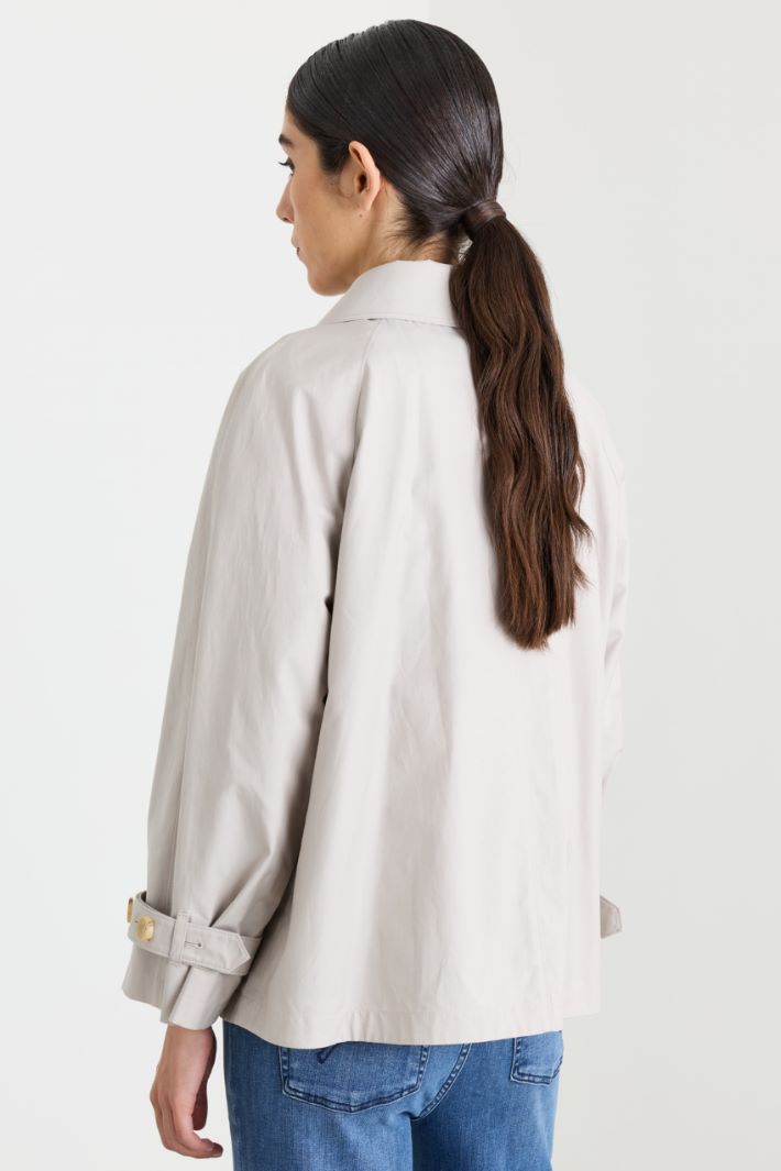 Short twill trench coat - GREY - Intrend - 4
