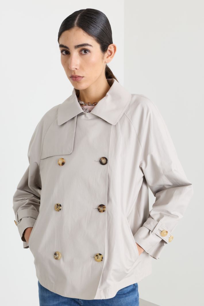 Short twill trench coat - GREY - Intrend - 2
