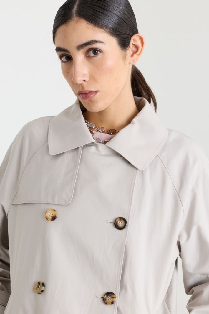 Short twill trench coat - GREY - Intrend - 3