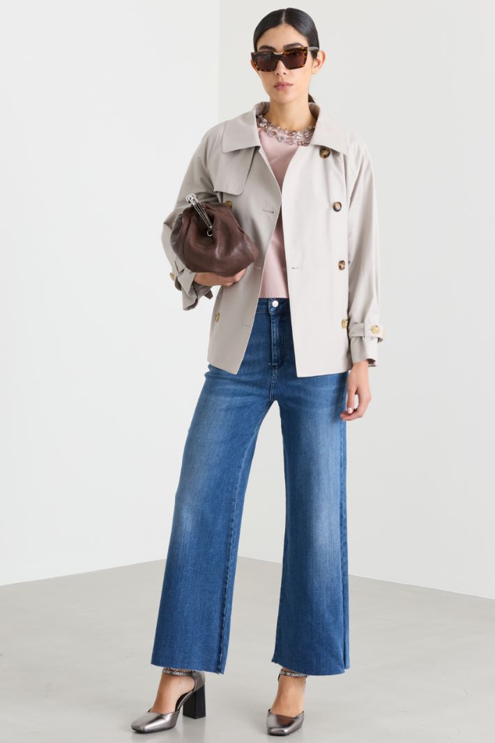 Short twill trench coat - GREY - Intrend