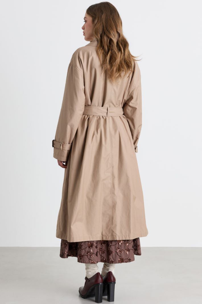 Water-repellent twill trench coat - BEIGE - Intrend - 4