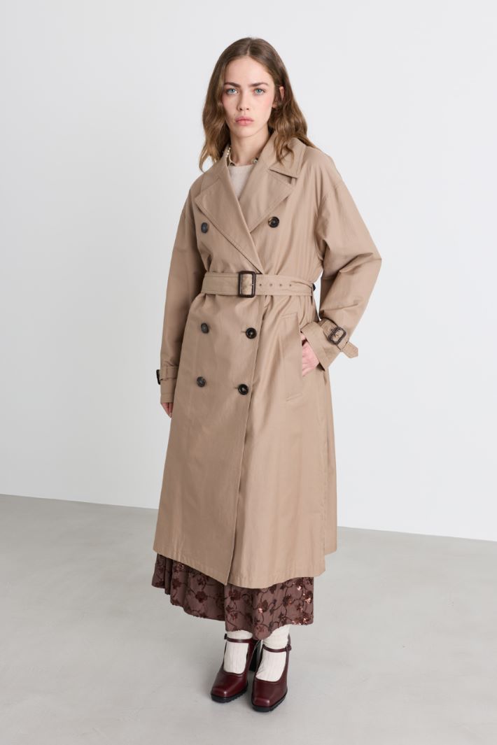 Water-repellent twill trench coat - BEIGE - Intrend - 2