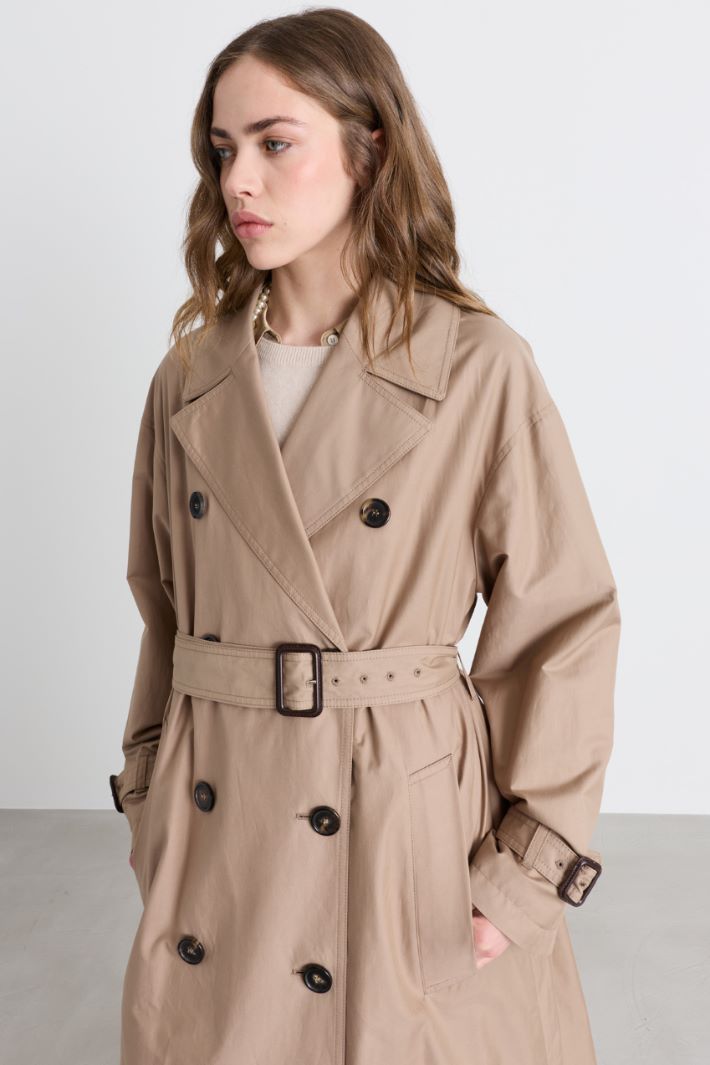 Water-repellent twill trench coat - BEIGE - Intrend - 3