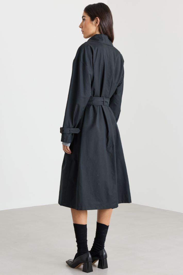 Water-repellent twill trench coat - BLACK - Intrend - 4