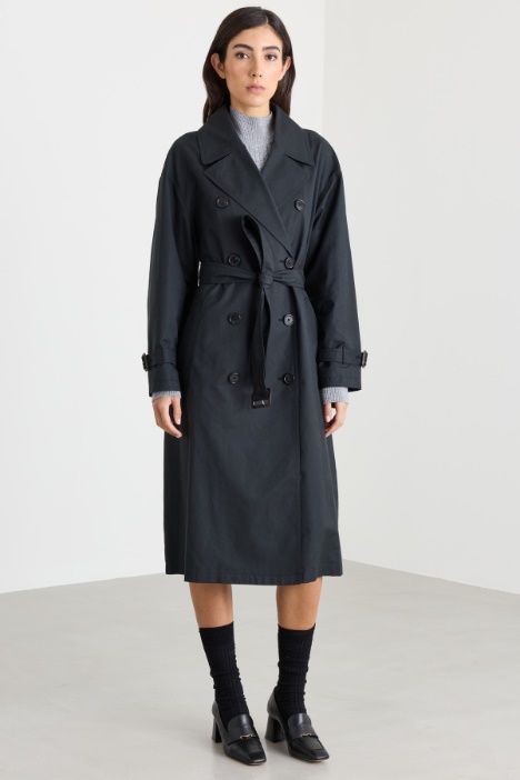 Trench in twill di cotone antigoccia