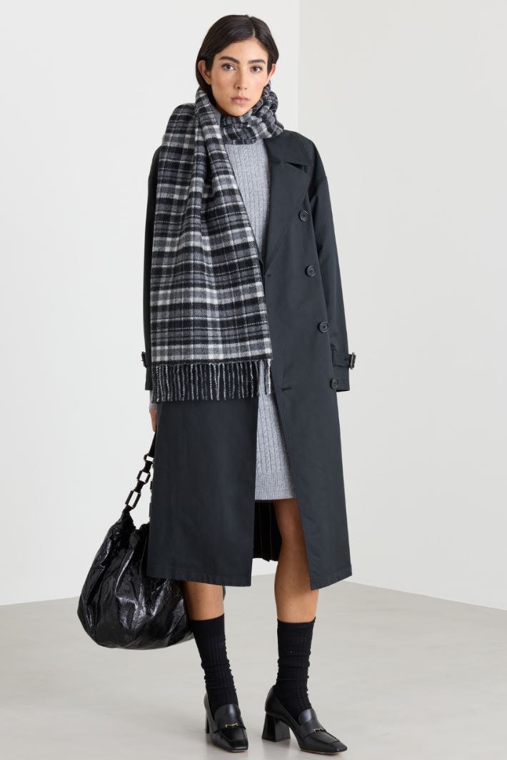 Water-repellent twill trench coat - BLACK - Intrend