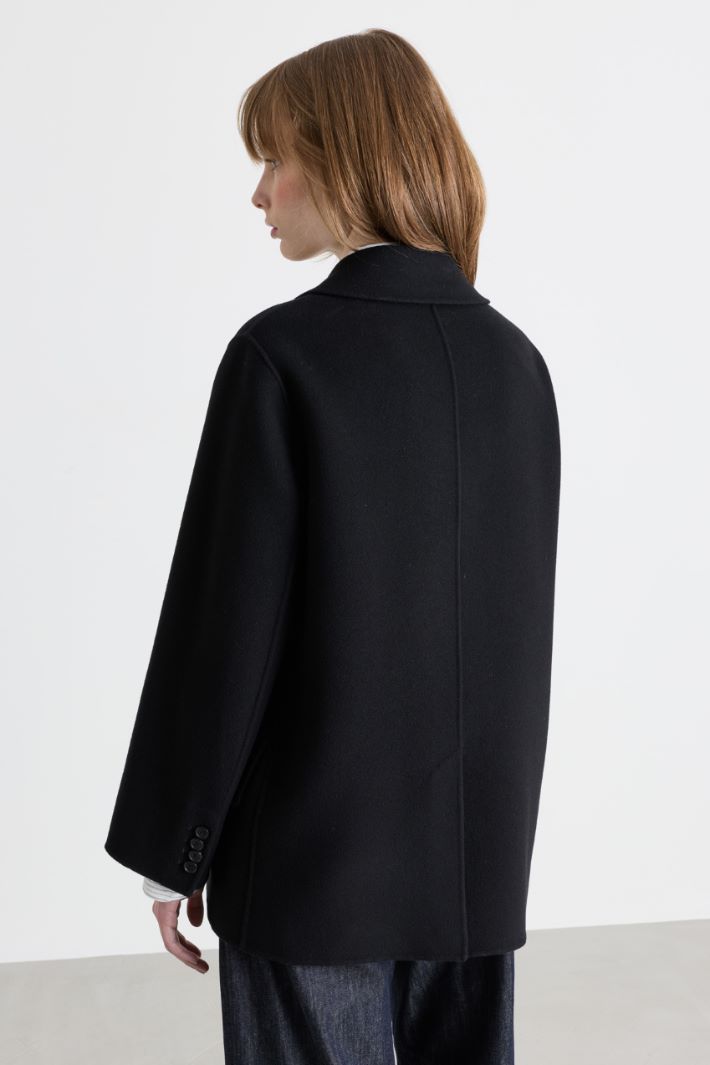 Double-breasted jacket in double-faced cloth - BLACK - Intrend - 4