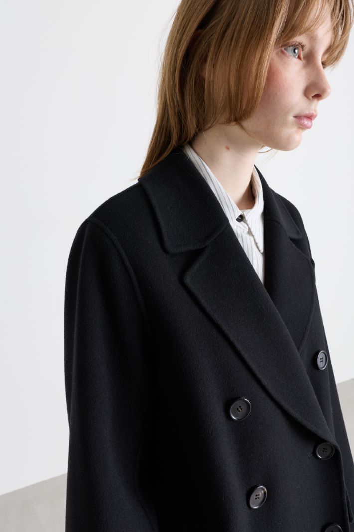 Double-breasted jacket in double-faced cloth - BLACK - Intrend - 3