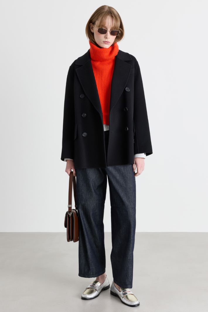 Double-breasted jacket in double-faced cloth - BLACK - Intrend