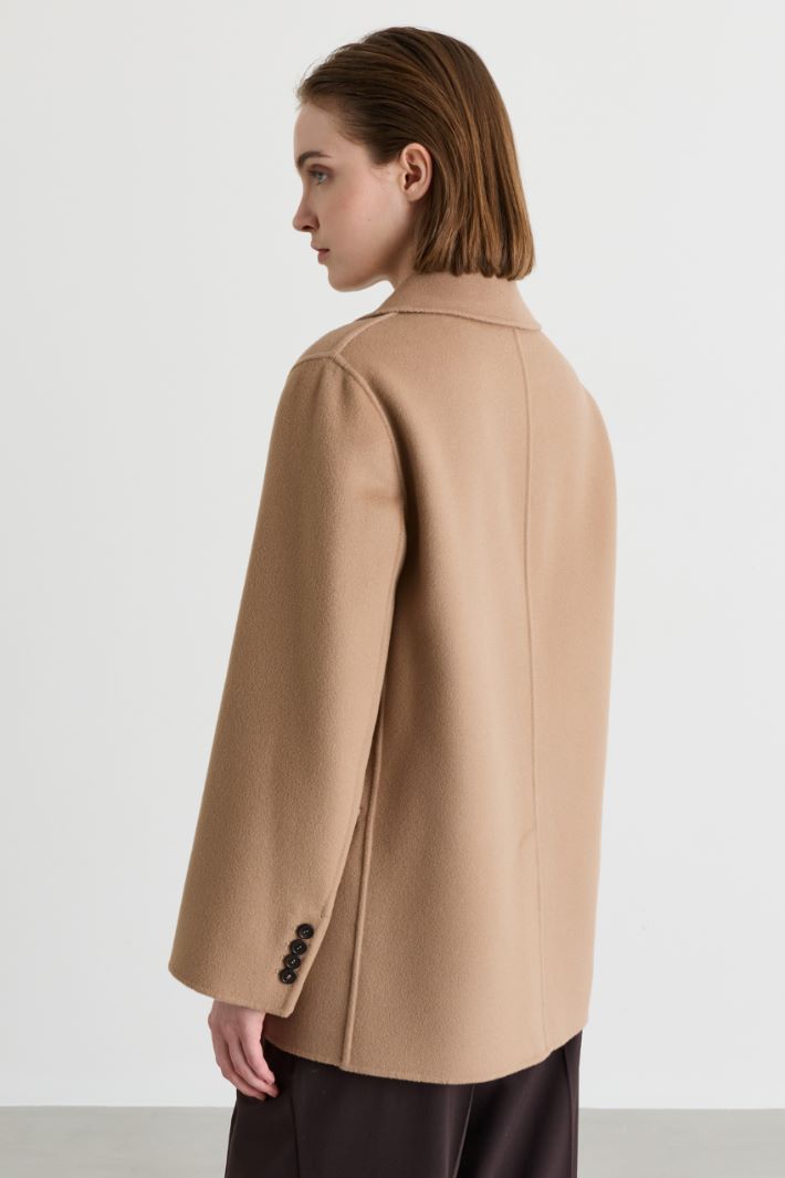 Double-breasted jacket in double-faced cloth - CAMEL - Intrend - 4