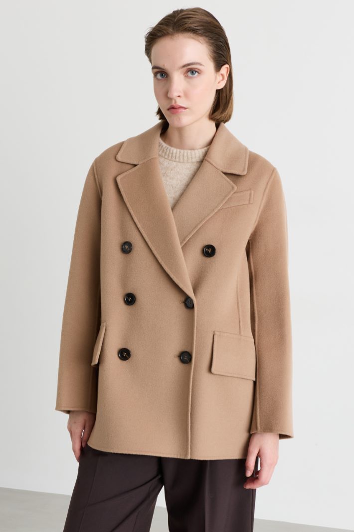 Double-breasted jacket in double-faced cloth - CAMEL - Intrend - 2