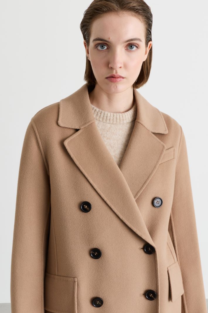 Double-breasted jacket in double-faced cloth - CAMEL - Intrend - 3