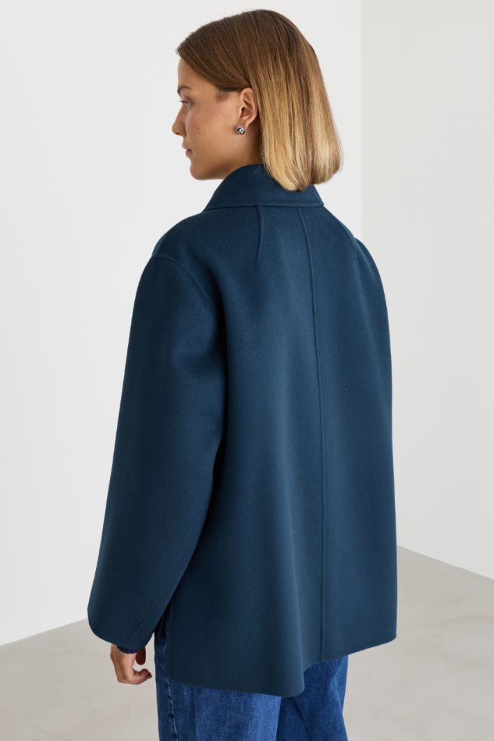 Single-breasted jacket in double-faced cloth - BLUE - Intrend - 4