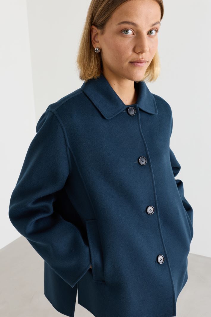 Single-breasted jacket in double-faced cloth - BLUE - Intrend - 3