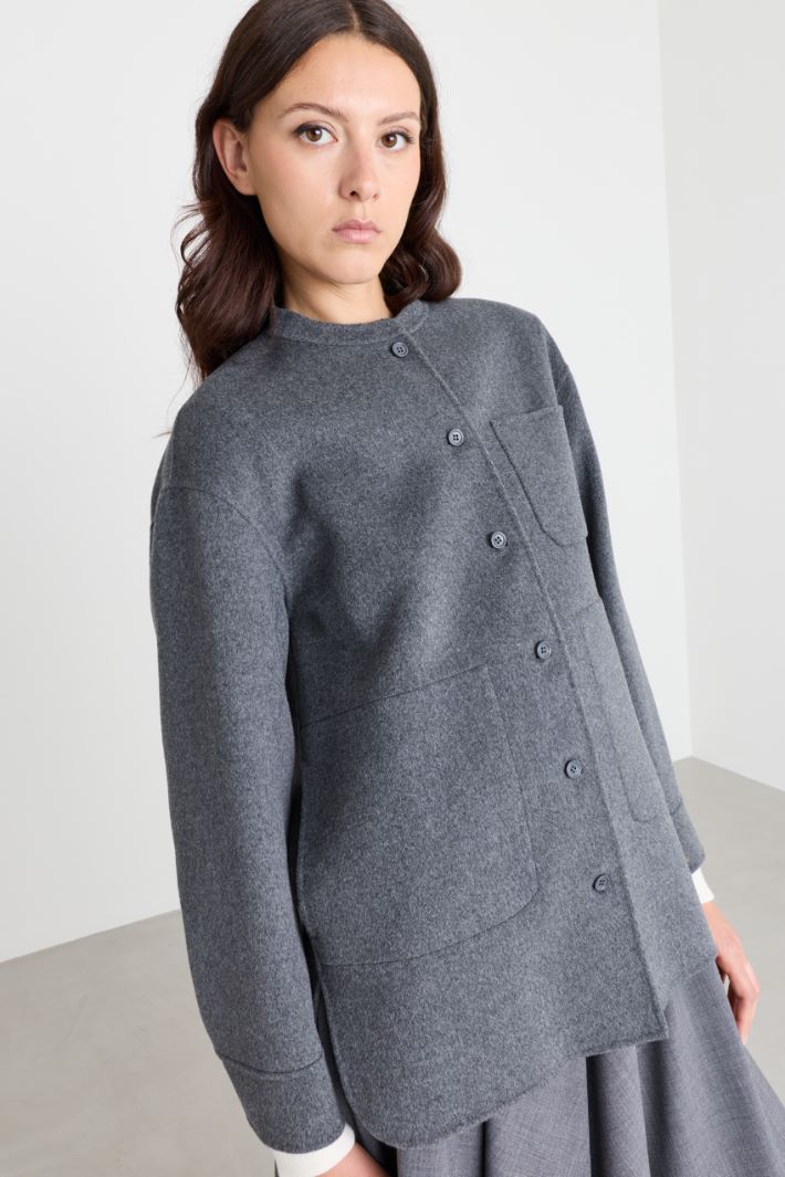 Wool Drap Jacket - GREY - Intrend - 3