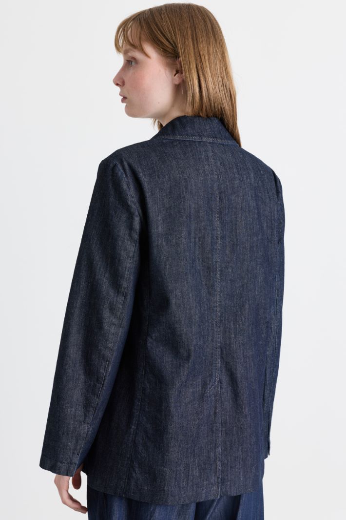 Blazer doppiopetto con spacco - BLU - Intrend - 4