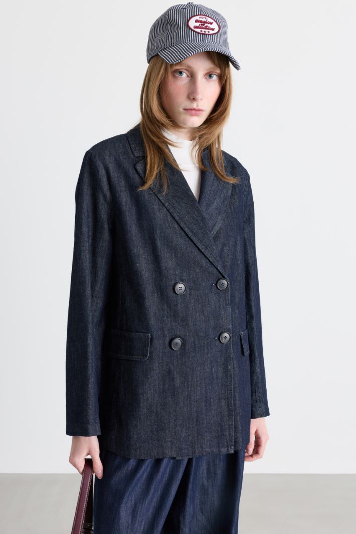 Blazer doppiopetto con spacco - BLU - Intrend - 2