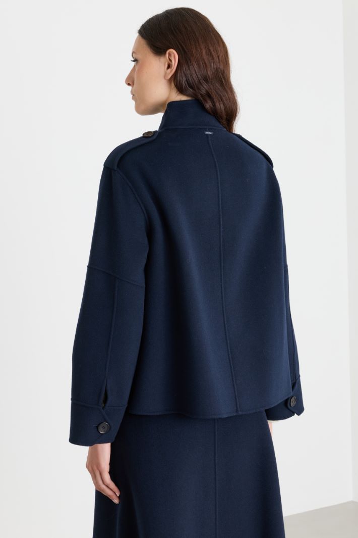 Pure Wool Drap Jacket - BLUE - Intrend - 4