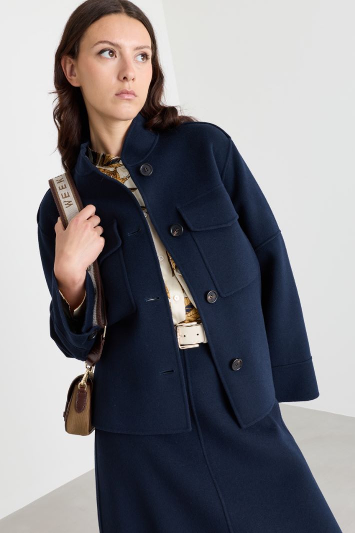 Pure Wool Drap Jacket - BLUE - Intrend - 2