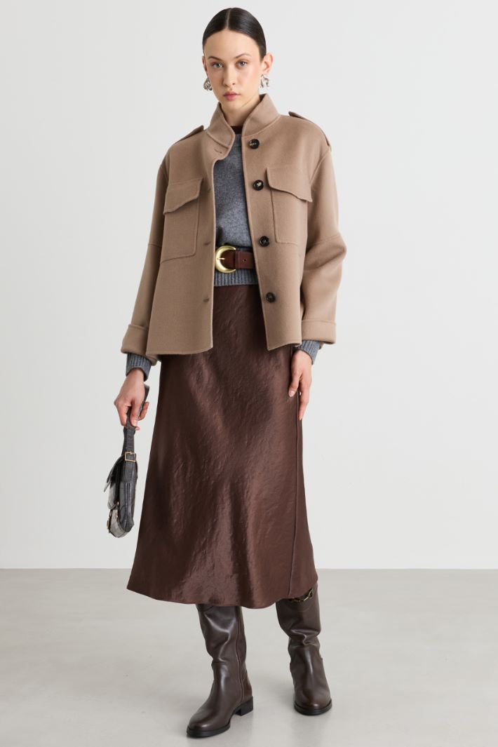 Pure Wool Drap Jacket - CAMEL - Intrend