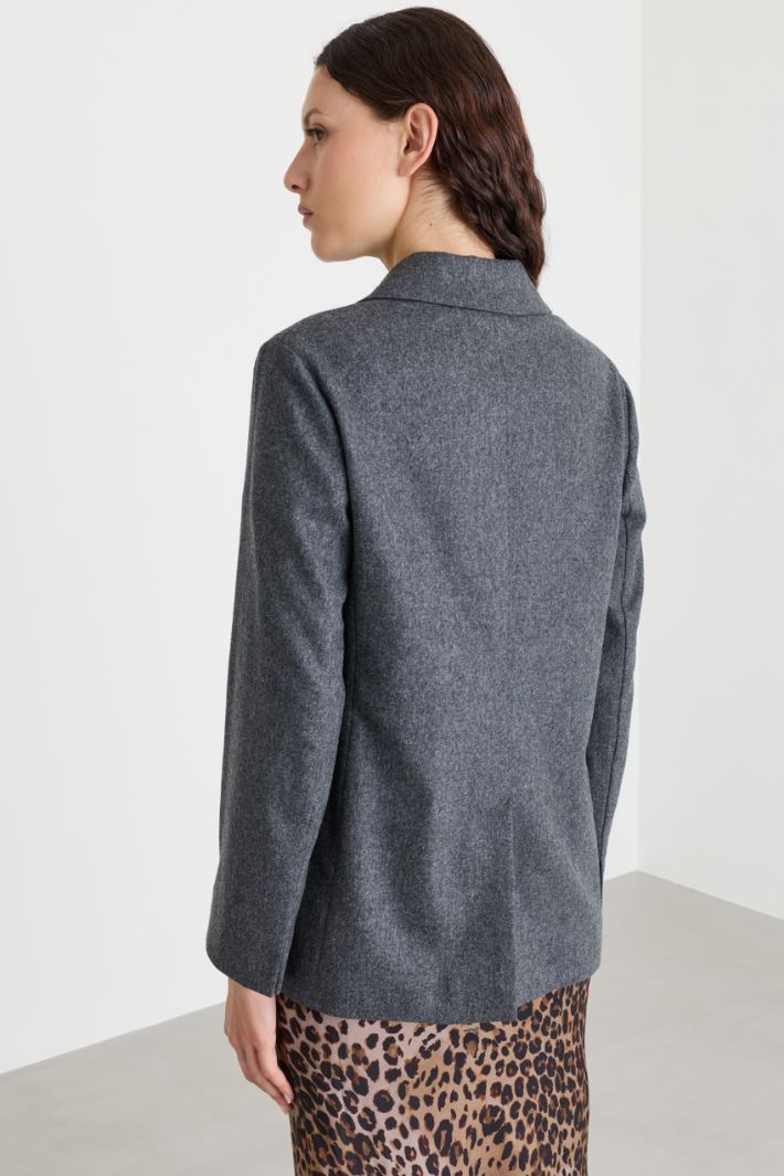 Double-breasted flannel blazer - GREY - Intrend - 4