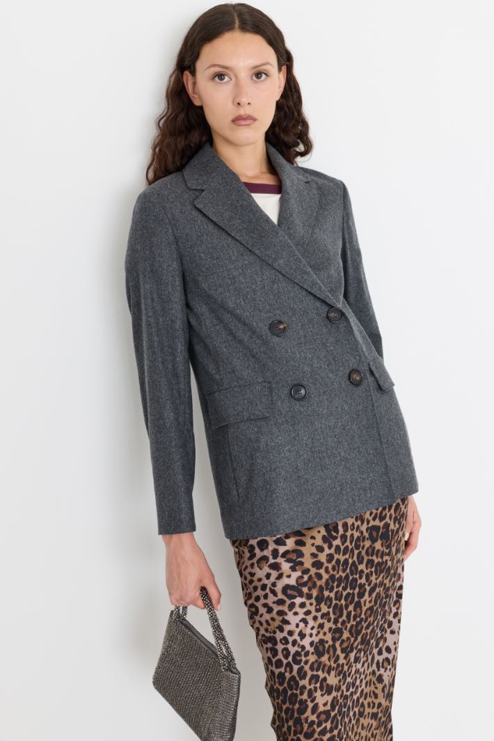 Double-breasted flannel blazer - GREY - Intrend - 2