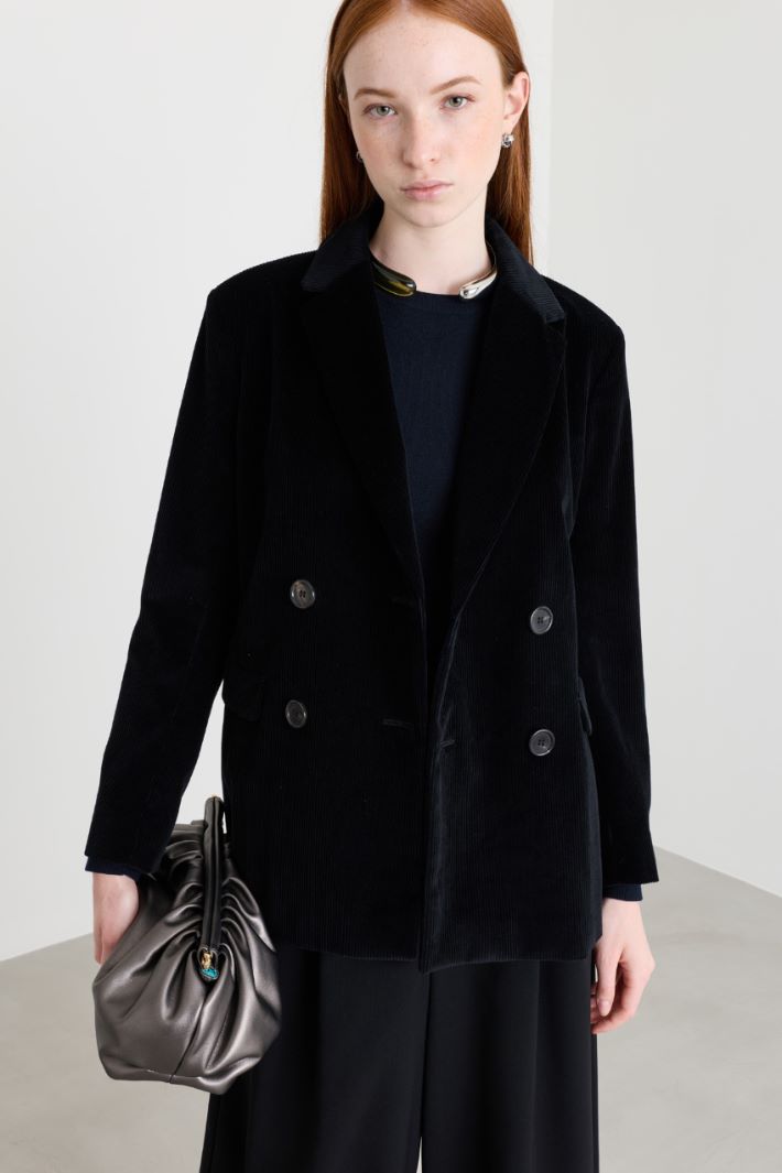 Blazer in velluto a coste - NERO - Intrend - 2