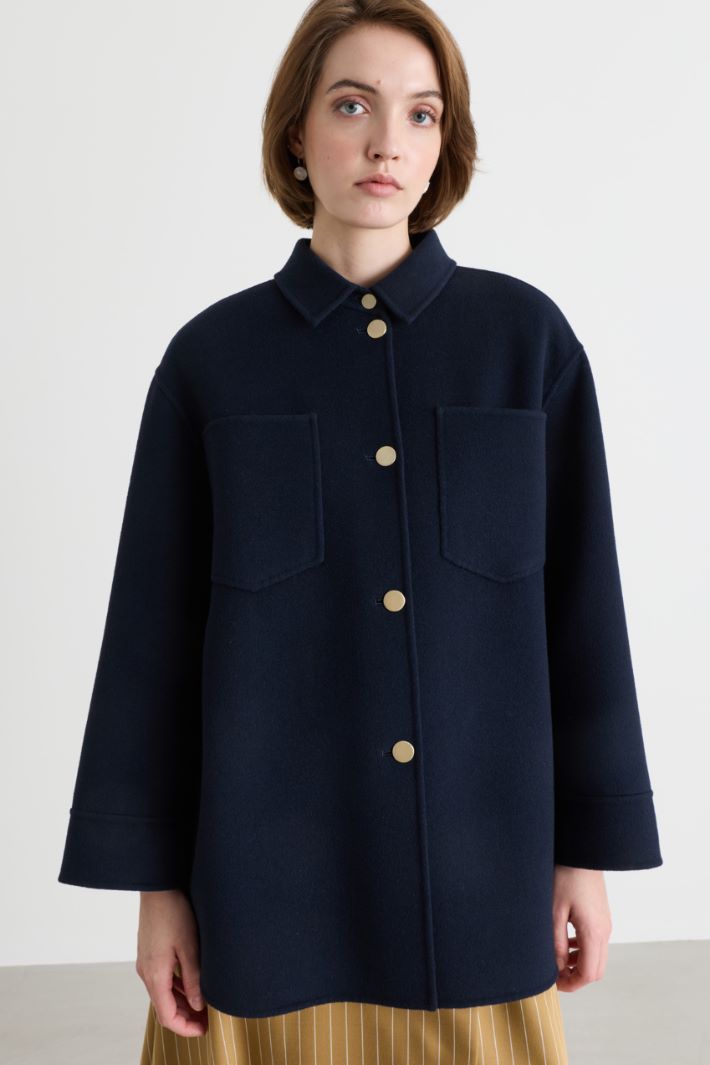 Single-breasted drap jacket - BLUE - Intrend - 2
