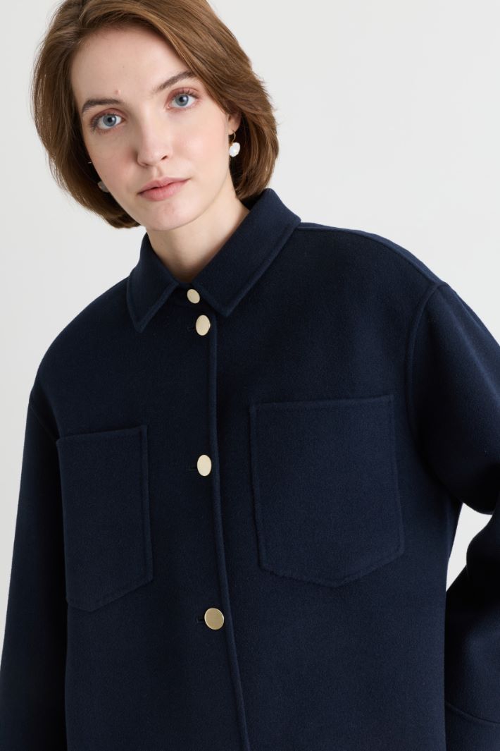 Single-breasted drap jacket - BLUE - Intrend - 3