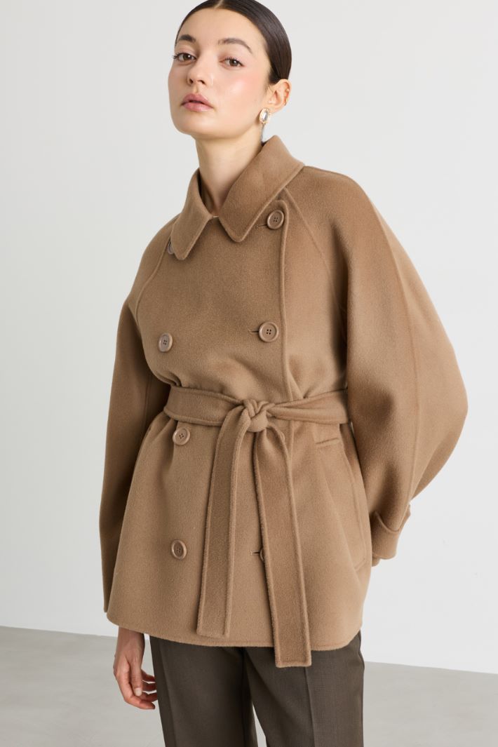 Belted double-breasted coat - CAMEL - Intrend - 3