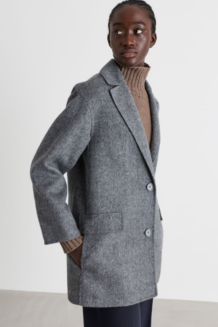 Double-Sided Wool Blazer - GREY - Intrend - 2