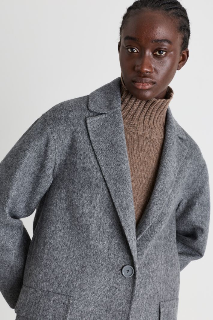Double-Sided Wool Blazer - GREY - Intrend - 3