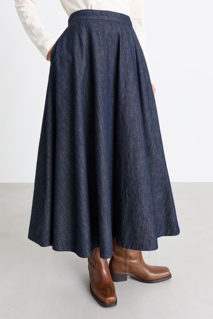 Jupe évasée à poches - BLEU - Intrend - 2