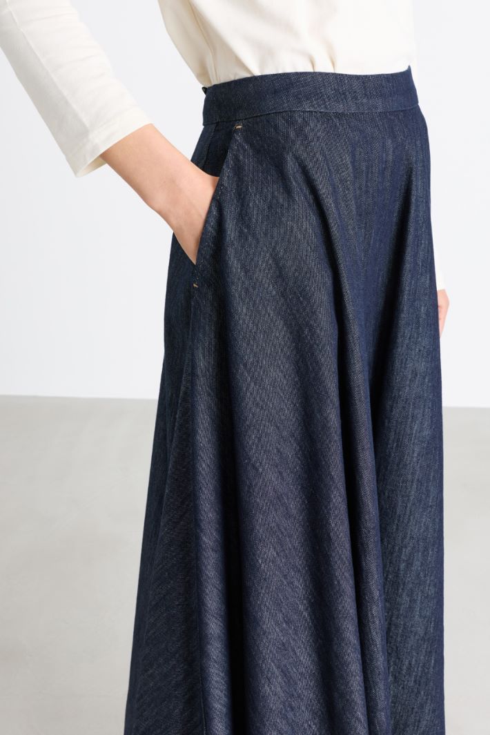 Jupe évasée à poches - BLEU - Intrend - 3