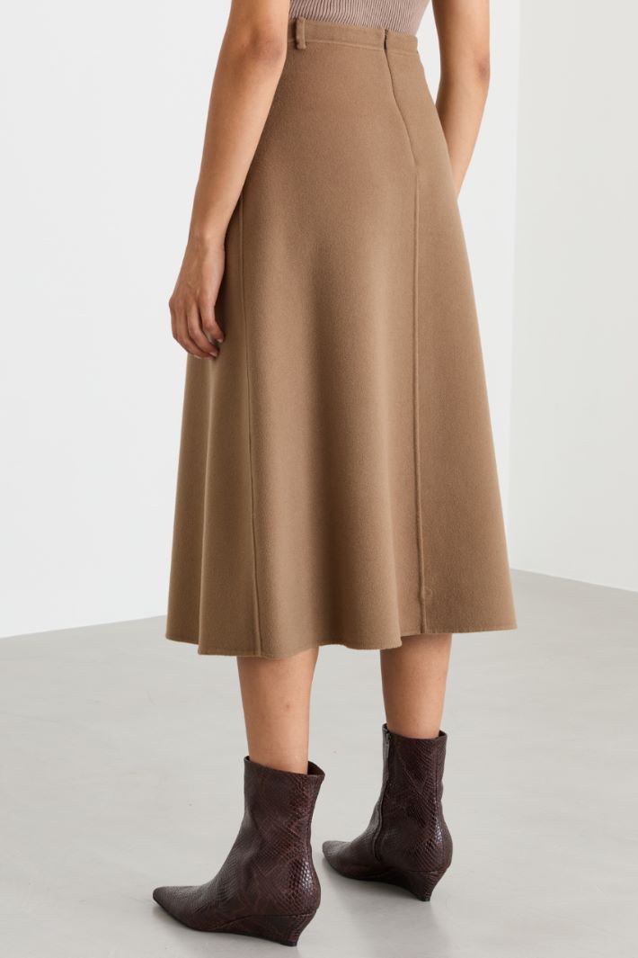Flared Double-Faced Wool Skirt - CAMEL - Intrend - 4